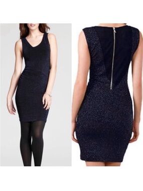 Alice + Olivia Annabelle Fitted Dress Black Glitter Mesh Ruched Bodycon XS 0